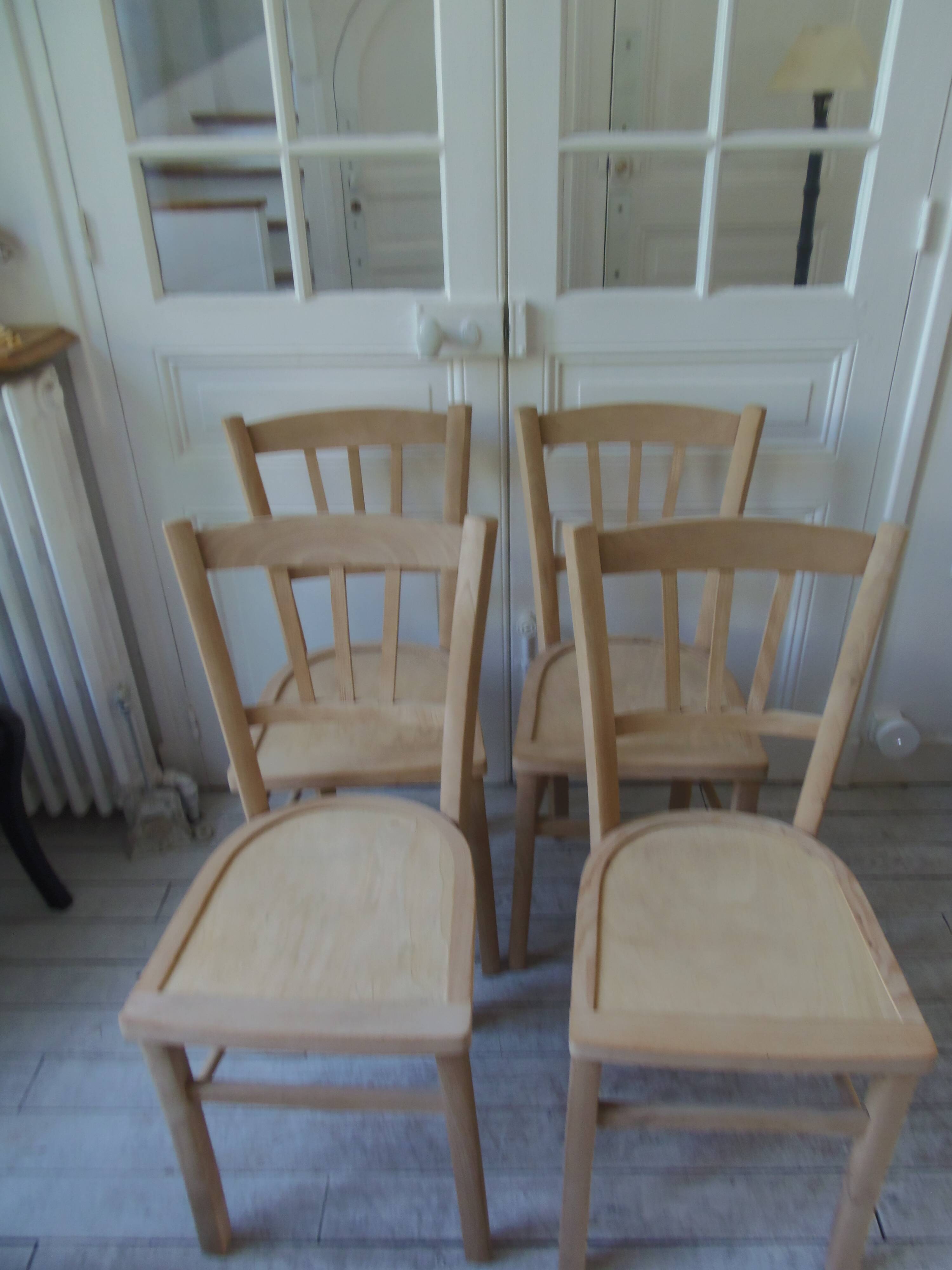 4 vintage bistro chairs in waxed beech.