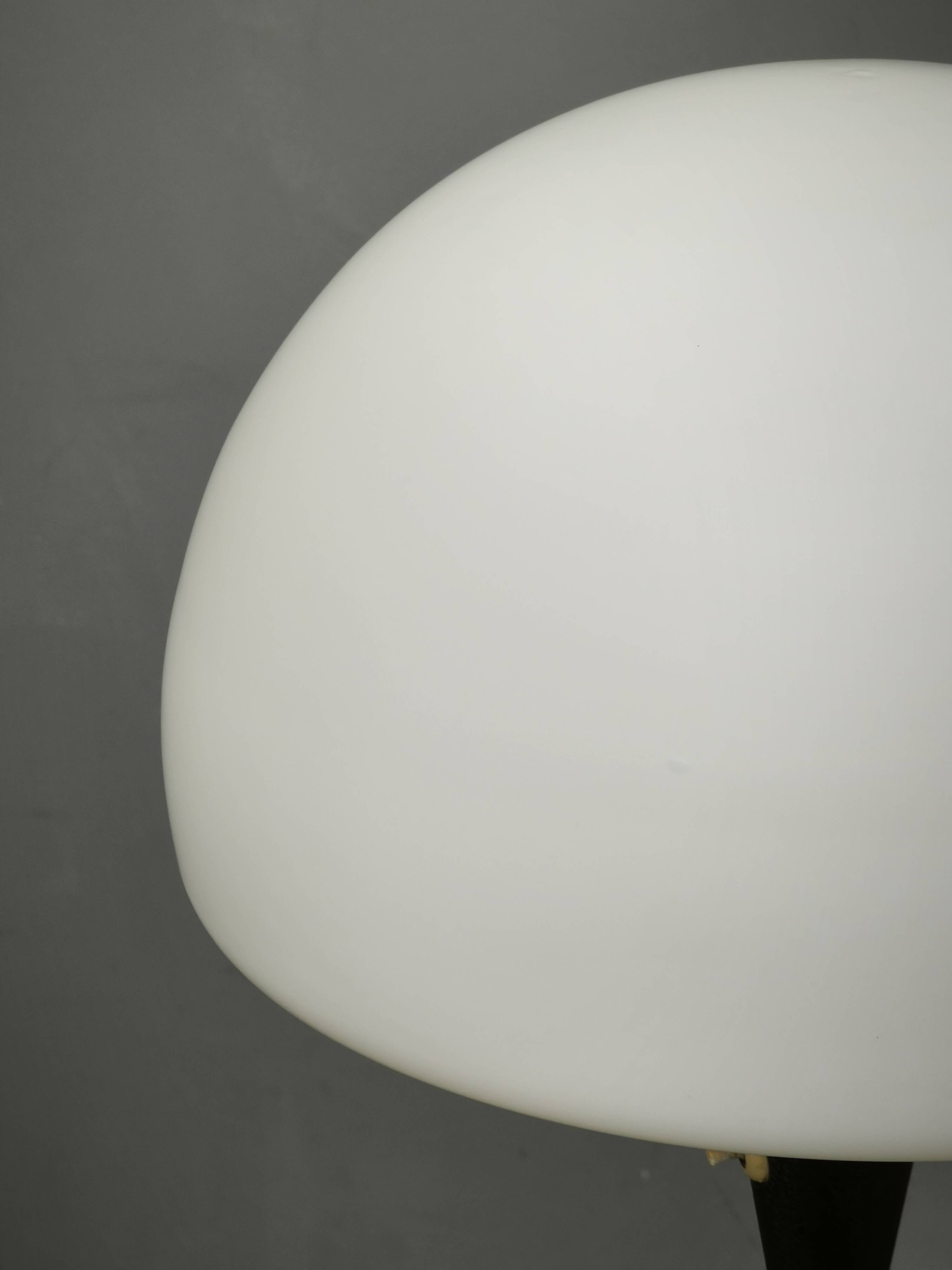 Lidokov Space Age Brass and Opaline Glass Floor Lamp, 1960s
