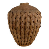 Braided wicker & rattan jar