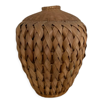 Braided wicker & rattan jar