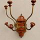 Antique wall coat rack in turned wood and gilded metal, circa 1900-1930.