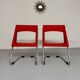 2 chaises tubulaire en simili rouge, années 80 en simili rouge