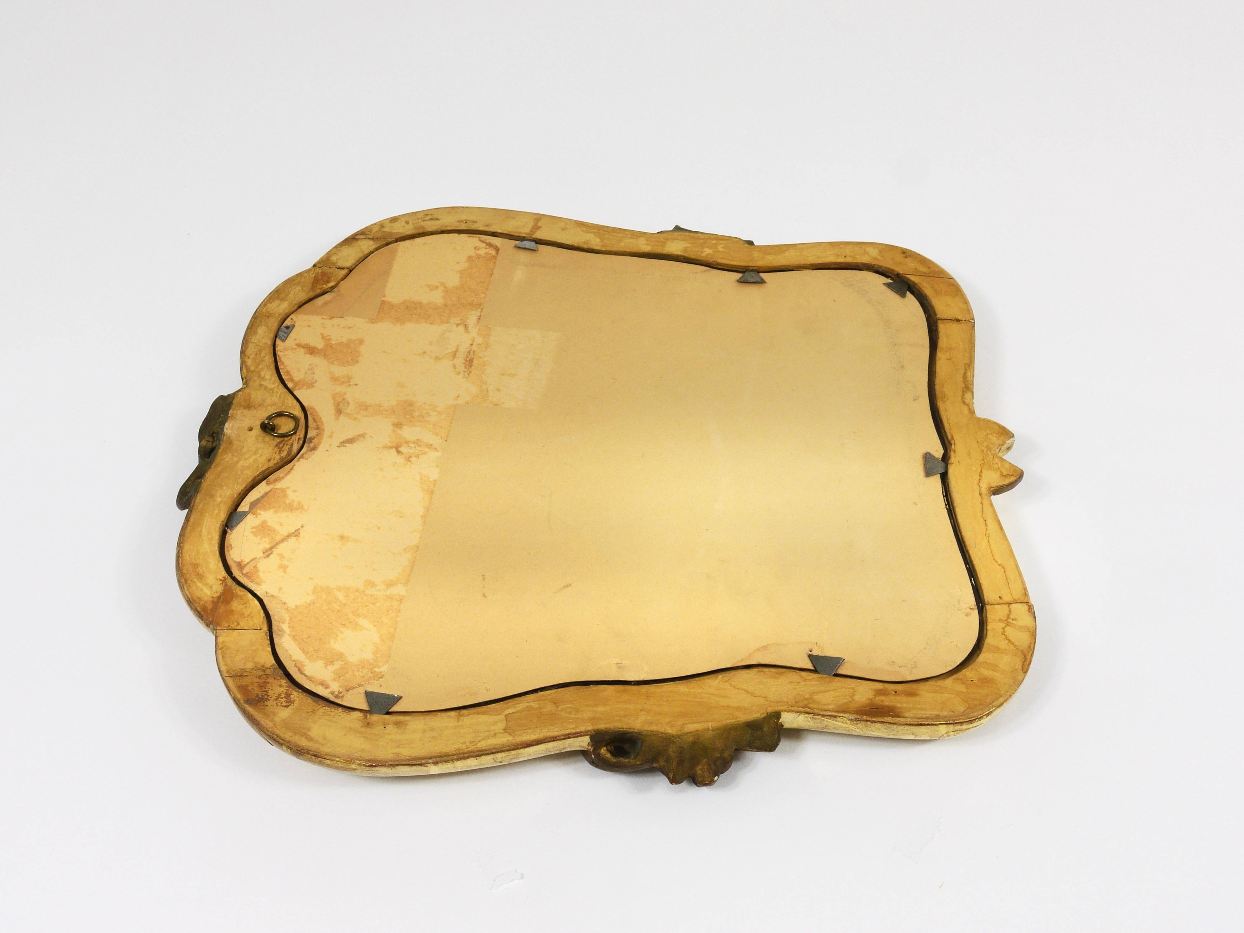 Max Welz Vienna Art Nouveau Hand-Carved Gilded Wood Wall Mirror, Austria, 1930s