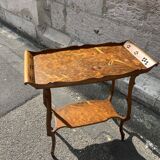 Art Nouveau period two-tiered tea table in veneered wood, signed Émile Gallé