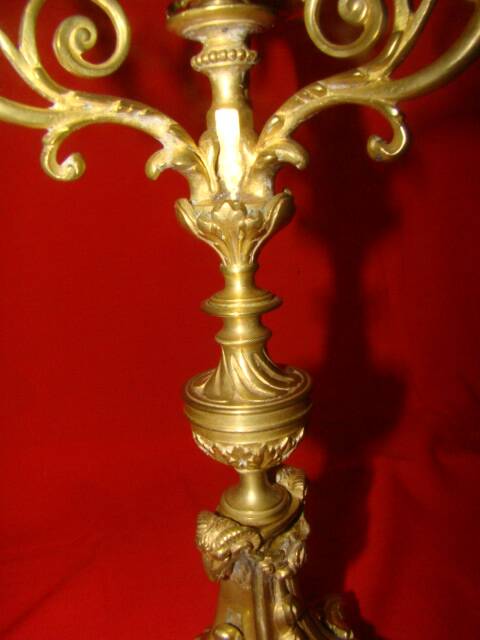 pair of gilded bronze candlesticks with 4 candle holders in "Louis XVI" style, 19th century