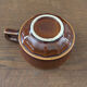 Vintage set of 6 coffee cups and saucers in glazed brown bistro style.