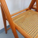 Set of 4 vintage folding chairs from Habitat made of beech wood and caning.