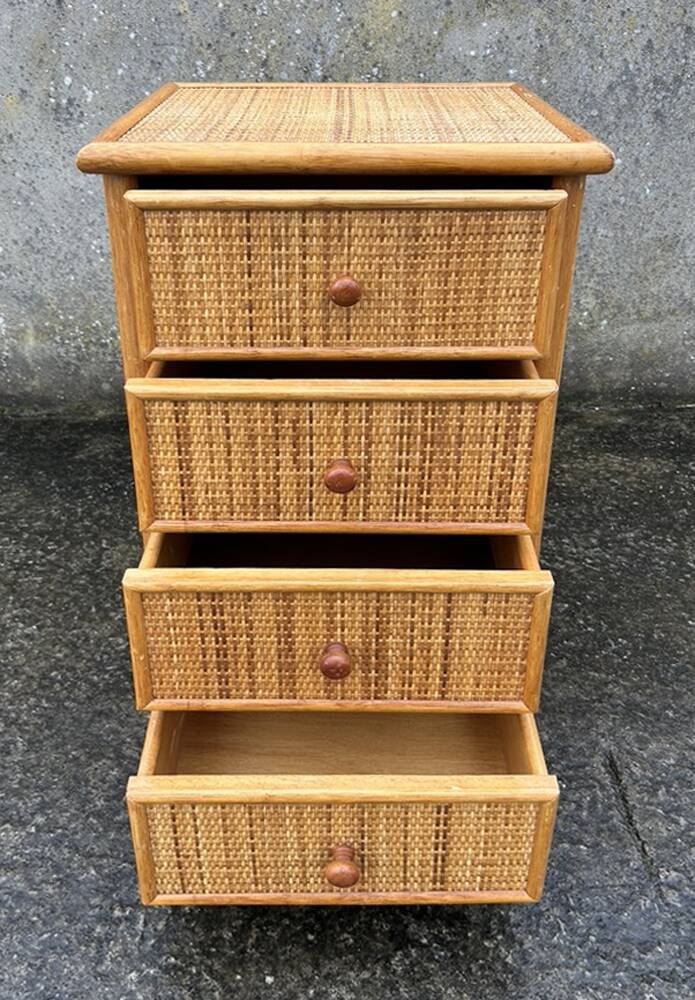 Maugrion weekly planner for Roche Bobois, wood and rattan, 1980s