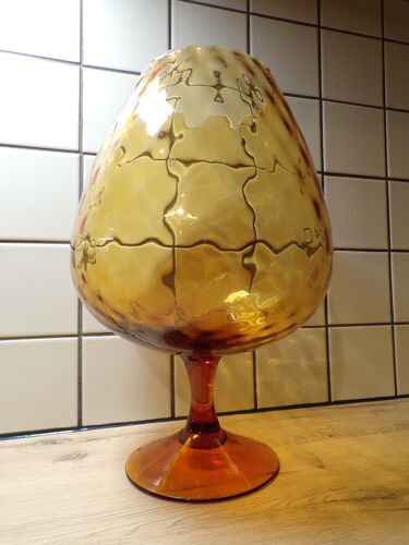 Vase verre d'Empoli jaune ambré Ø21,5cm