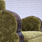 1950s, Danish relax chair. Furniture velour, oak wood,