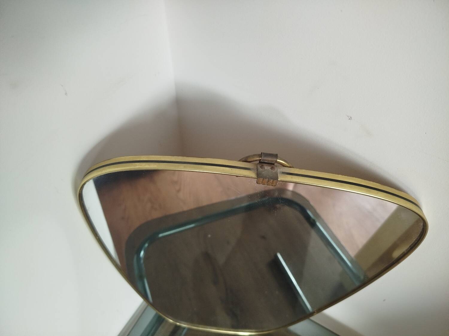 Vintage Brass Rear View Mirror, 1960s