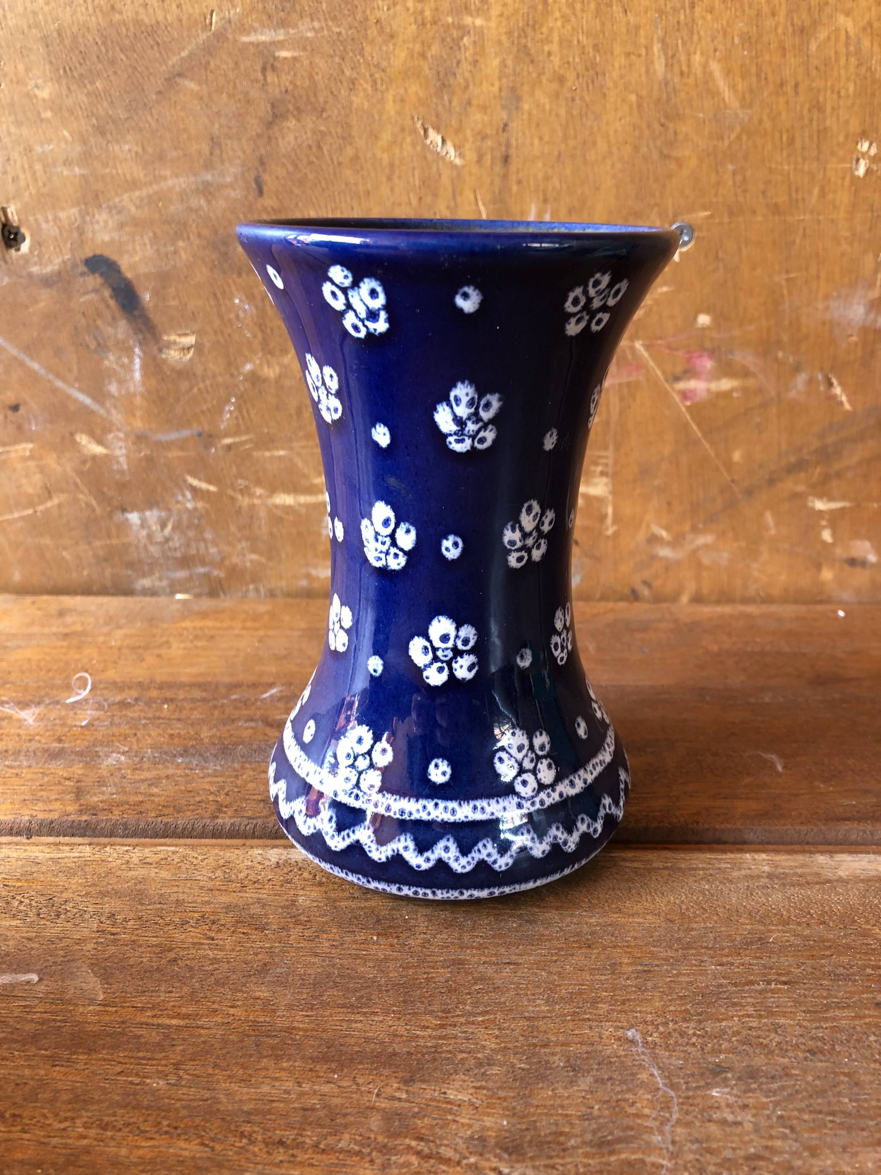 Pair of vase old gmundner keramik ceramic blue & white austria vintage