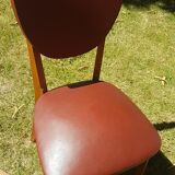 Paire de chaises type Baumann skaï 1960 pieds compas