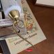 Pair of antique wall sconces brass tulip white striped glass
