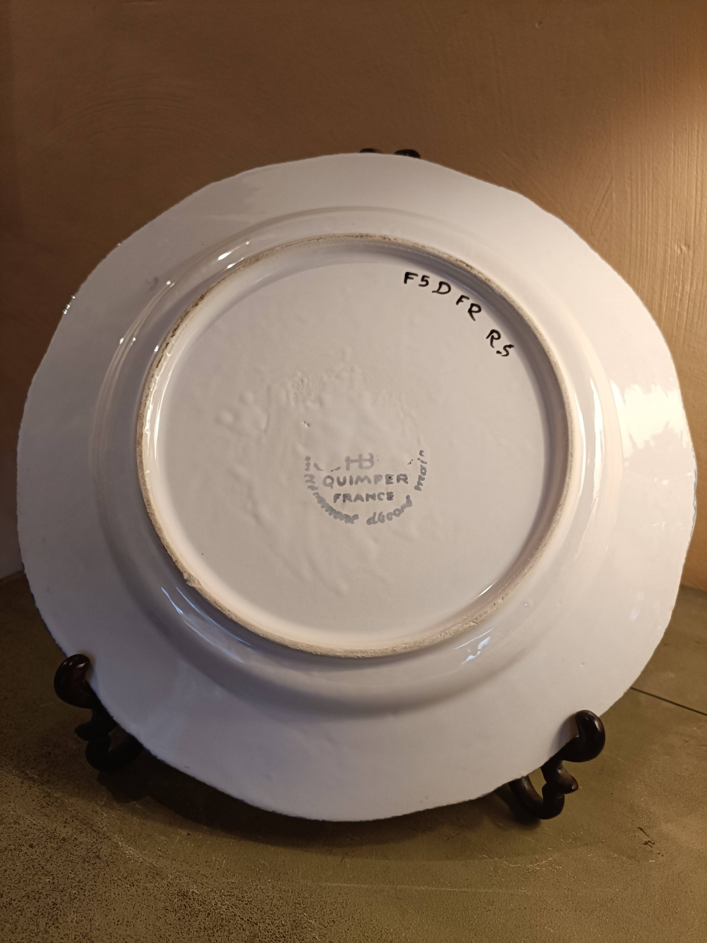 Antique HB Quimper faience plate