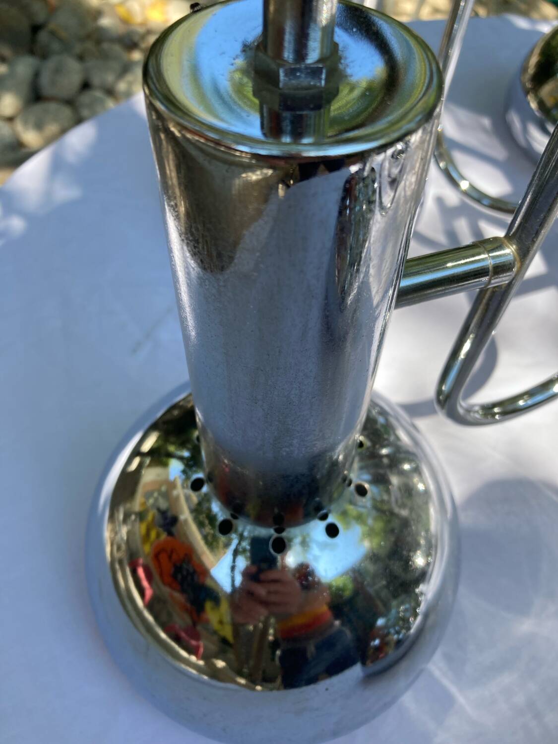 6-lamp vintage 70'S chrome pendant light