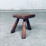 Small Tripod Oak Side Table / Stool, Belgium, 1950s