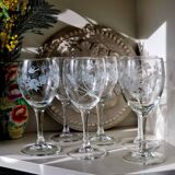 Set of 6 mismatched bird water or wine glasses
