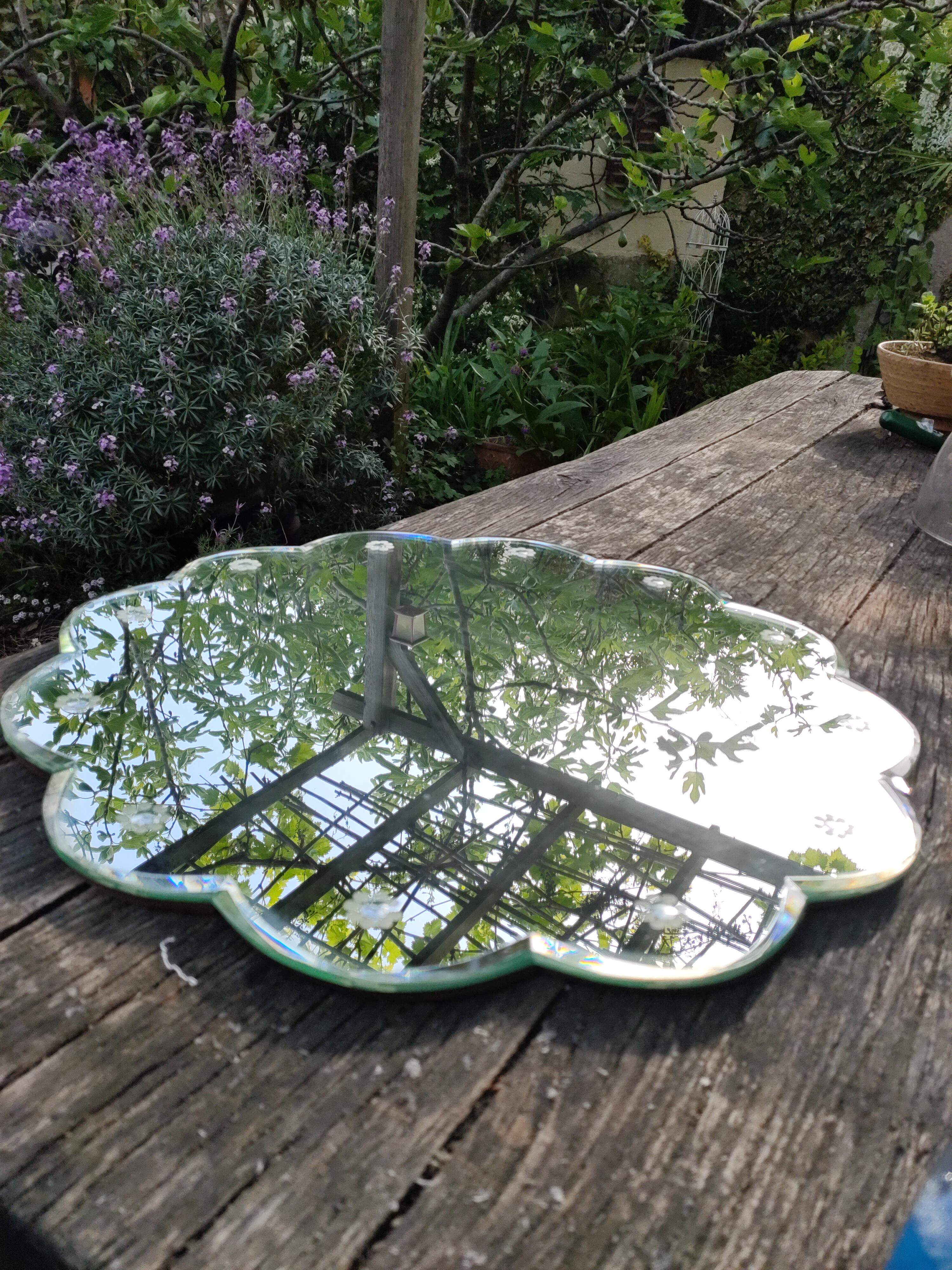 Miroir biseauté en forme de fleur années 50/60 59cm