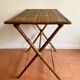 Folding table in bamboo-style wood and woven top, Napoleon III