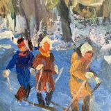 Signed painting Oil on cardboard dimensions: height -63cm- width -53cm-