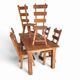 Elm wood brutalist wabi sabi dining set with 6 chairs & Table, 1960s