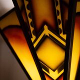 Amsterdam school Dutch Art Deco Stained Glass Chandelier Holland