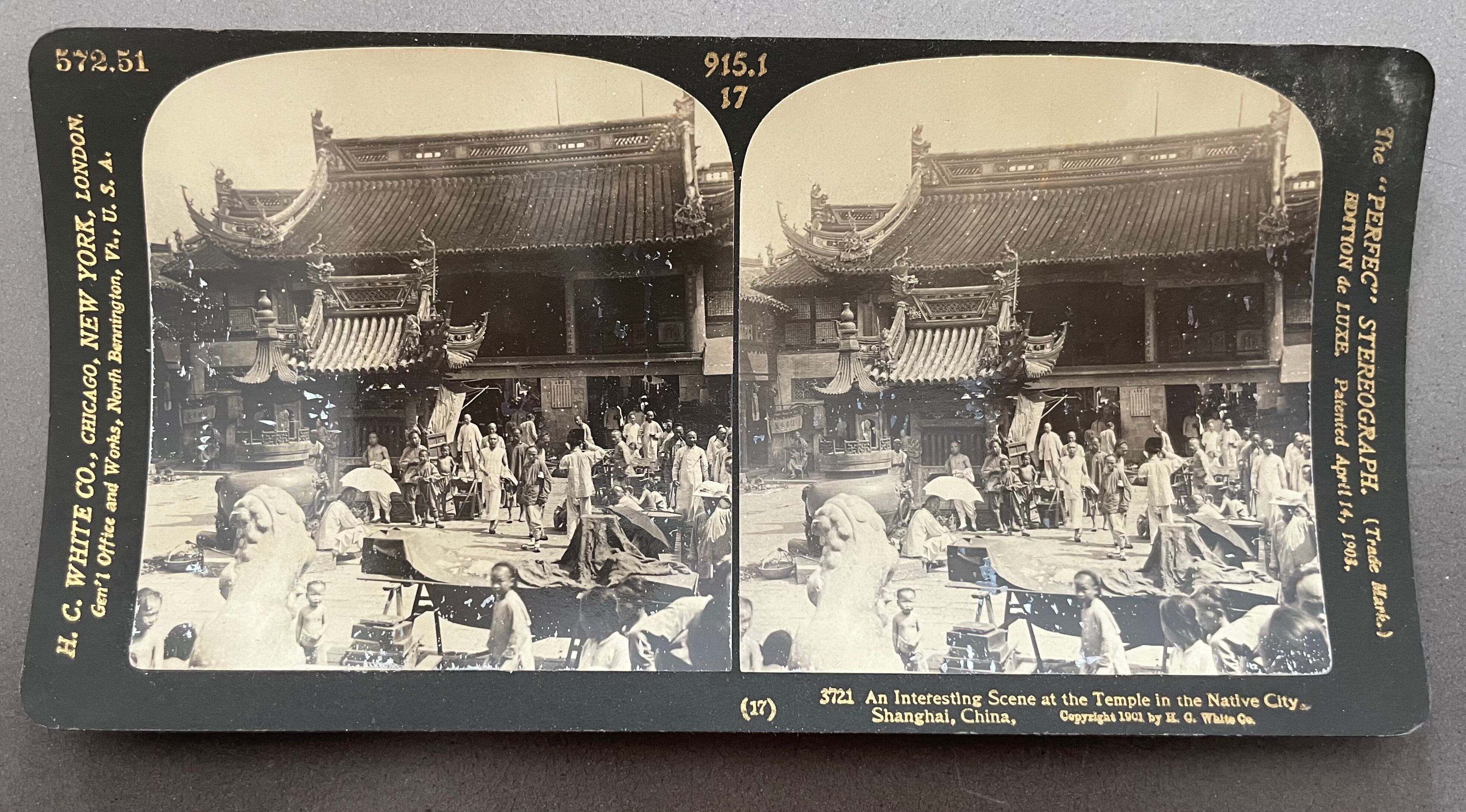 Old photography stereo, stereograph, luxury albumine 1903 shanghai district, China