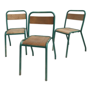 3 chaises d'école Tolix