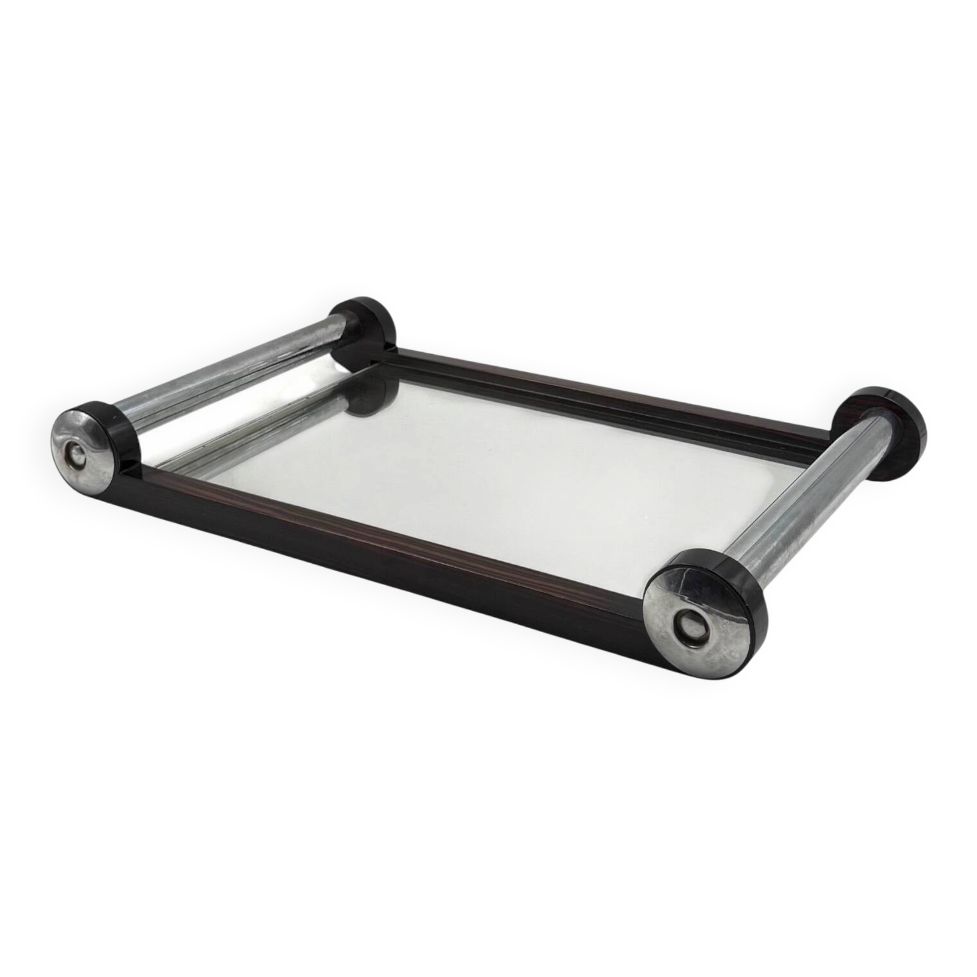 Art Deco wood mirrored tray, France 1930s