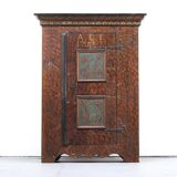 Rustic Farmhouse Folk Art Painted Bridal Wardrobe 1759
