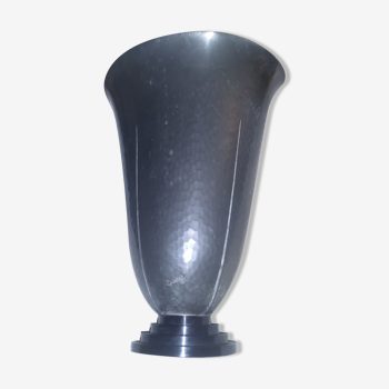 Pewter vase hammered 1930 by Pierre Amédée Plasait