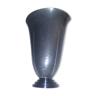 Pewter vase hammered 1930 by Pierre Amédée Plasait