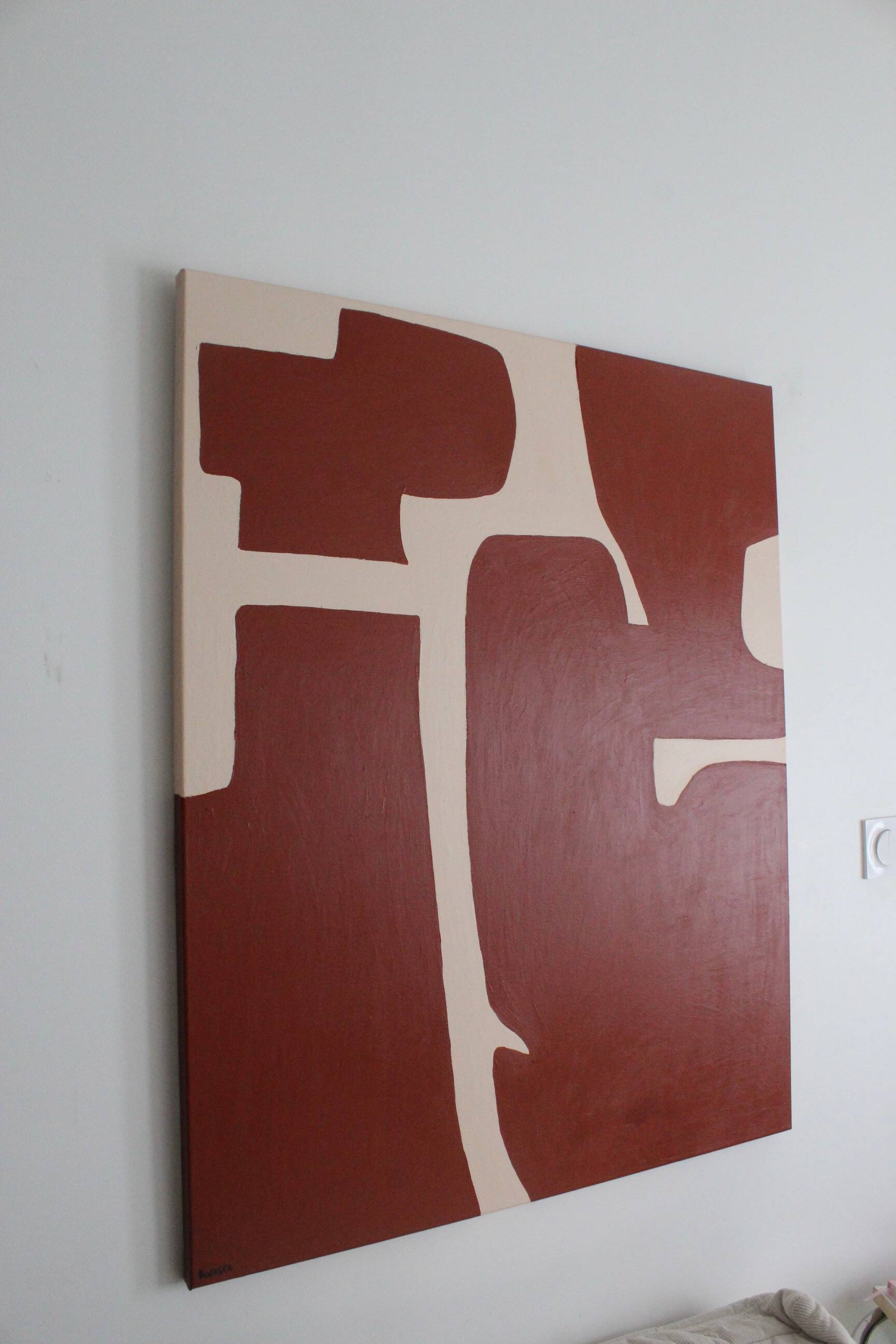 Minimalist organic canvas burgundy 100x81cm