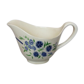 Saucière Badonviller modèle francine fleurs bleues et vertes au pochoir