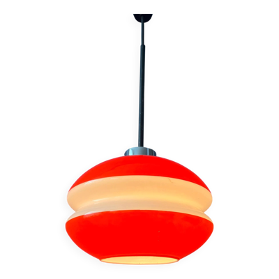Suspension vintage en verre orange Peill & Putzler
