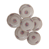 Set of 6 plates with poetic floral decoration