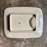 Large rectangular meat platter Gien in blue ironstone, "Birds" service circa 1870.