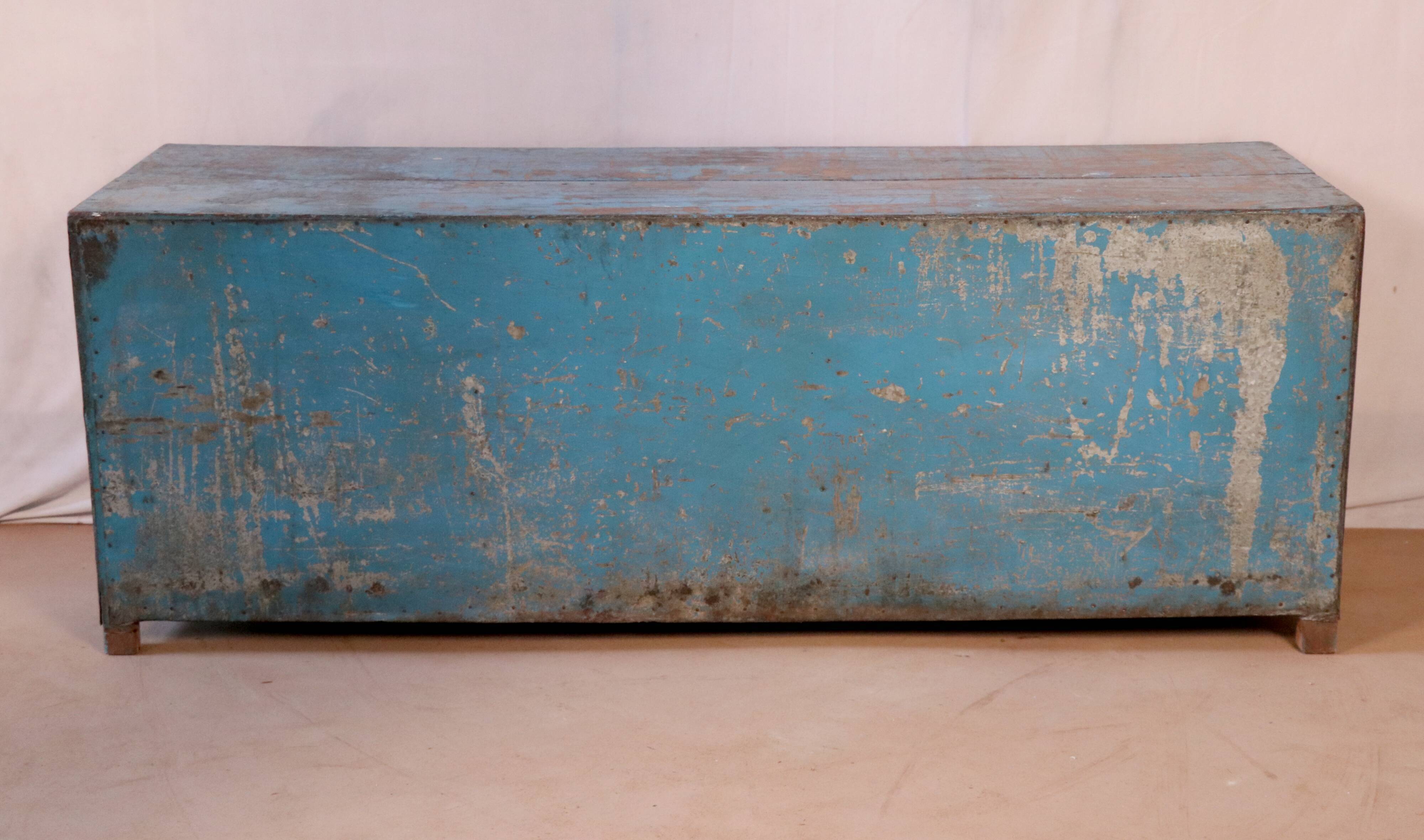 Old low sideboard, tv stand in original blue patina burmese teak