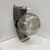 Applique murale années 70 chrome et verre fumé