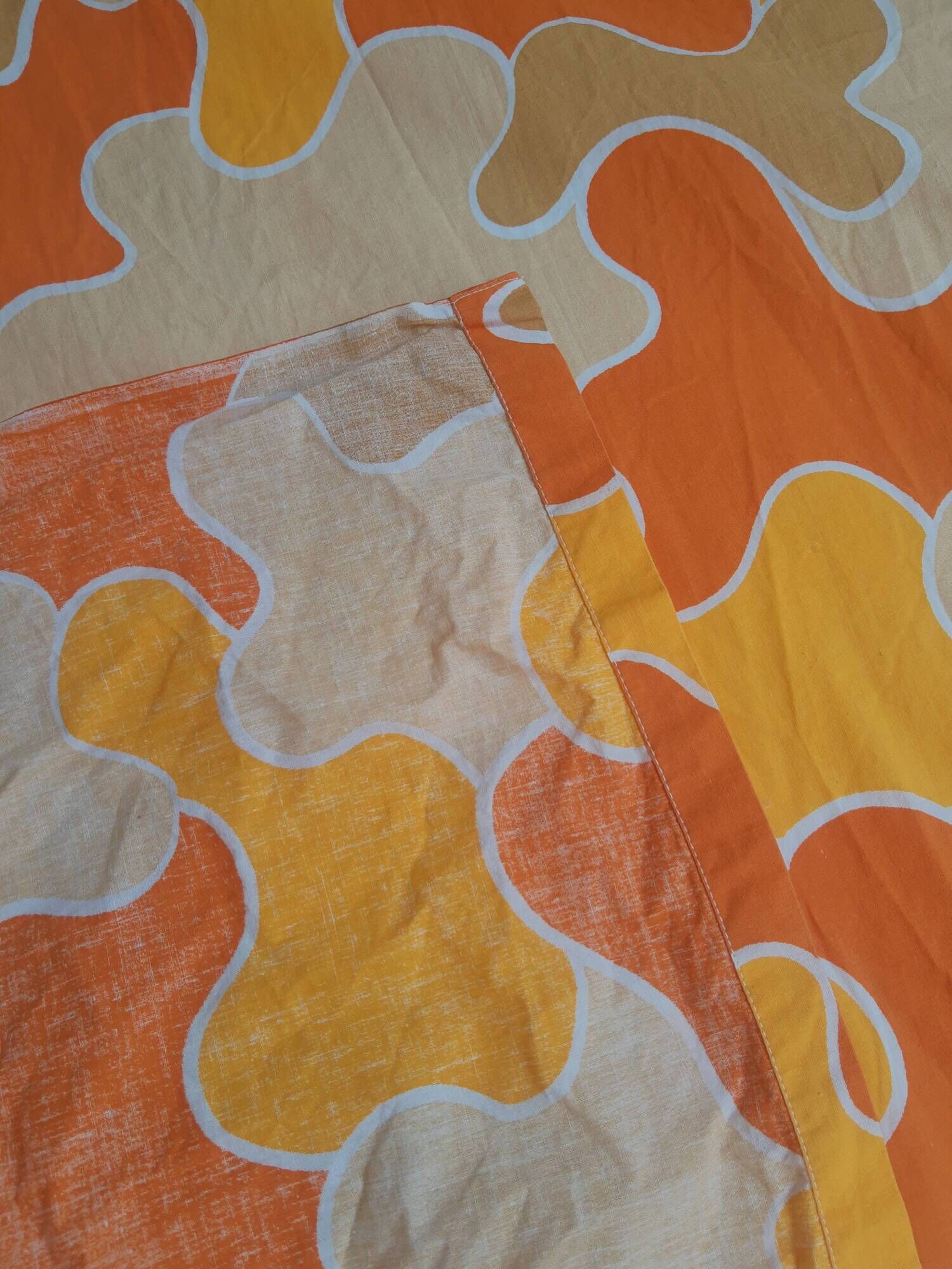 Sheet 2 people puzzle orange seventies 70s vintage