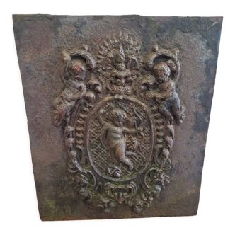 Antique cast iron fireplace plate