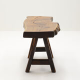 Handmade Oak brutalist table by Mobichalet, Belgium 60s.