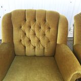 Pair of upholstered velvet armchairs