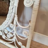 White rattan mirror peacock style 60x77cm