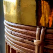 Brass and rattan umbrella stand 1970