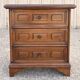 Vintage bedside cabinet with three drawers in moulded wood, Louis XV style.