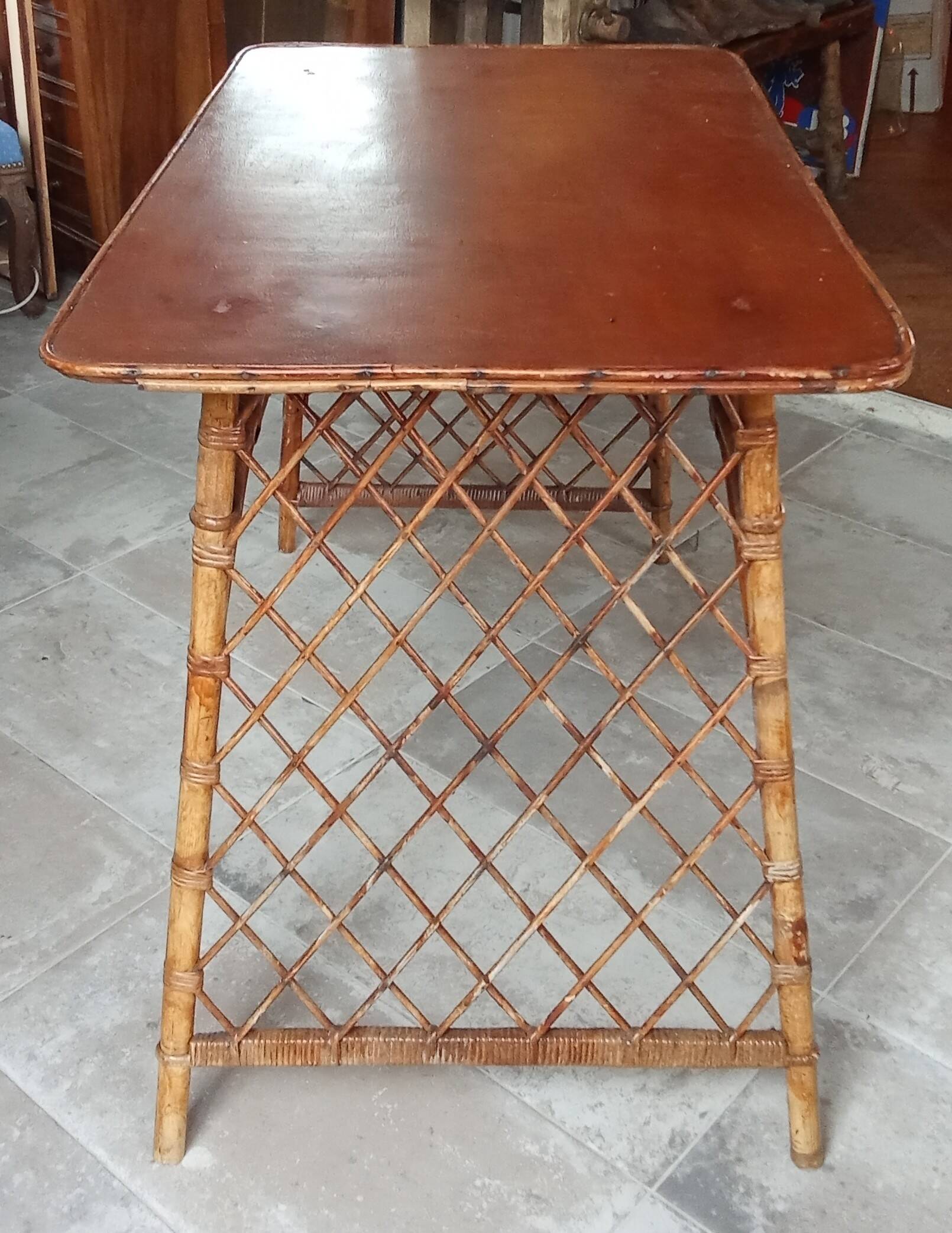 Vintage rattan desk and chair