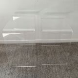 Duo of pull-out tables in plexiglass 70s