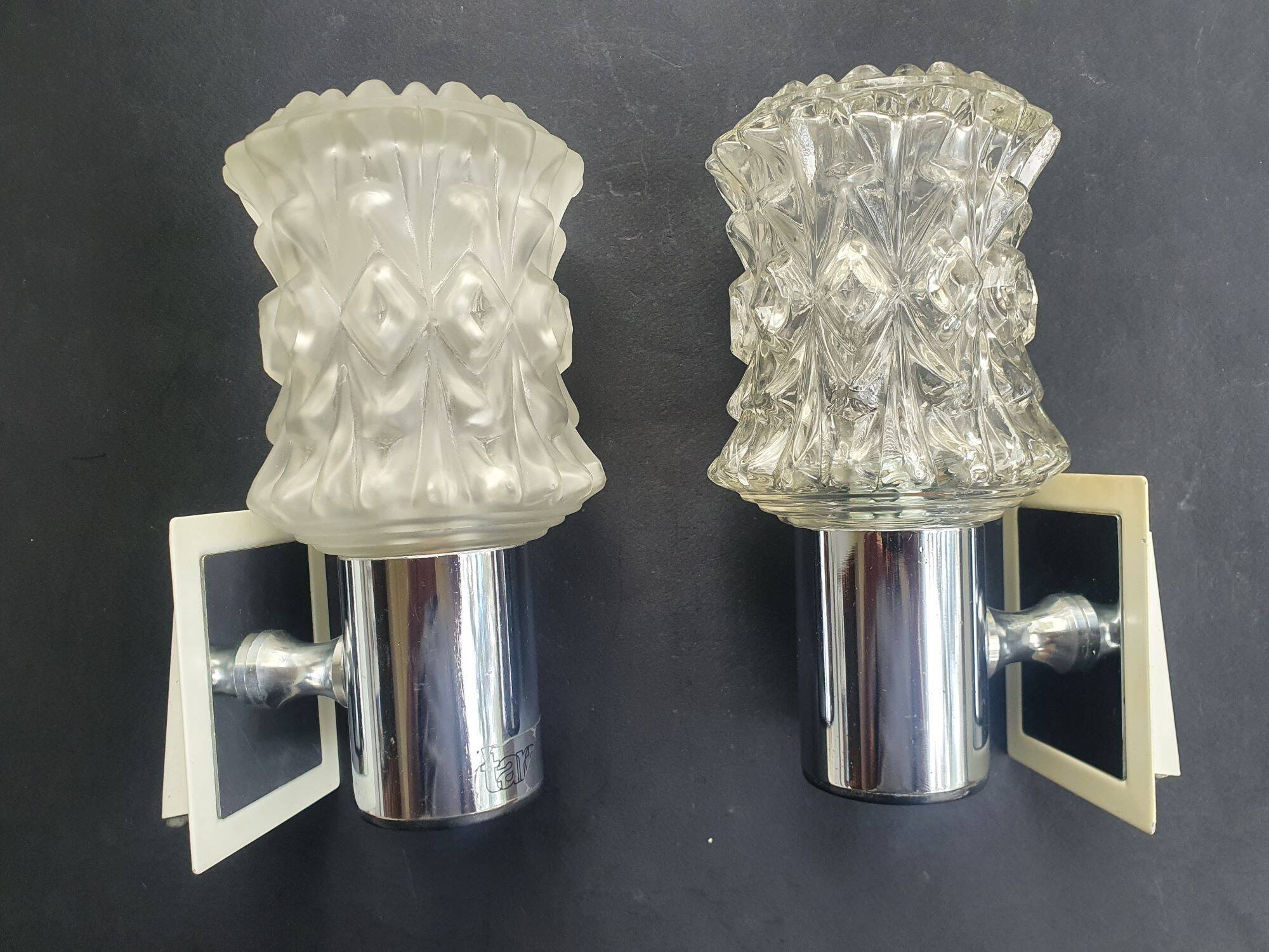 Pair of vintage Italian chrome wall lights by Targetti 1970